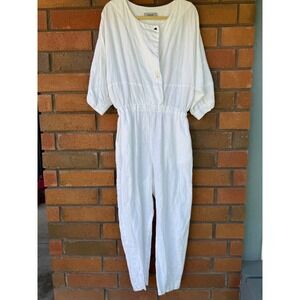 Rachel Comey Jumpsuit Snap Front Oversized Linen | White | Womens Size 6 Tall
